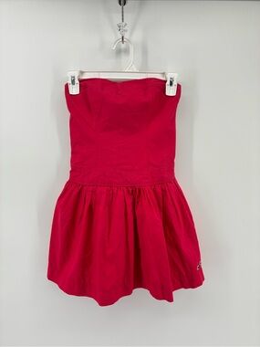 Hollister Strapless Fuchsia Mini Dress Y2K Smocked Back